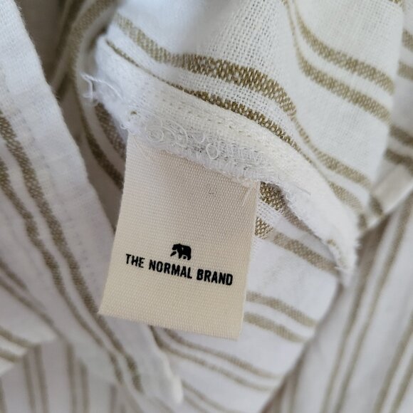 Oversized Boyfriend Button-down Linen Blend Shirt Cream with Stripes Siz… - Picture 11 of 13
